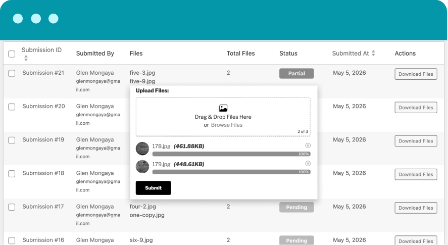 Drag & Drop Multiple File Upload