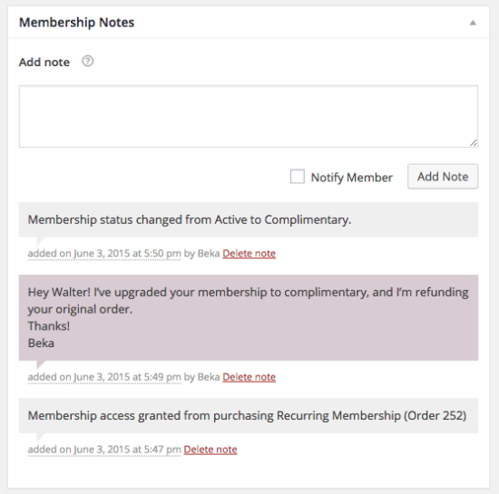 WooCommerce Membership Notes